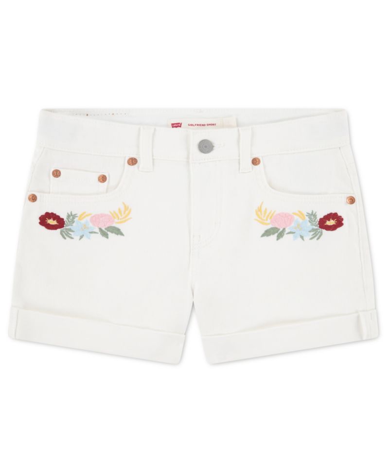 Girls' 7-16 Embroidered High-Rise Crochet Applique Shorts