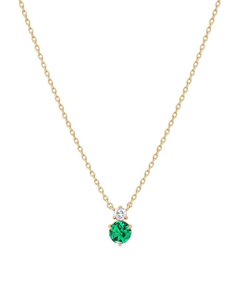 14k Gold Plated Deux Birthstone Necklace Personalized Trendy Gift Idea