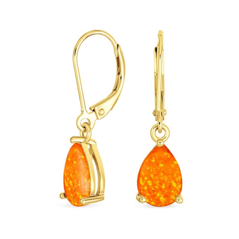 White Opal Teardrop Dangle Earrings .925 Sterling Silver Lever back