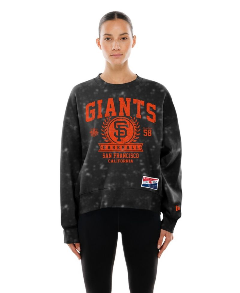 Women's Black San Francisco Giants Throwback Oversized Boxy Sweatshirt
