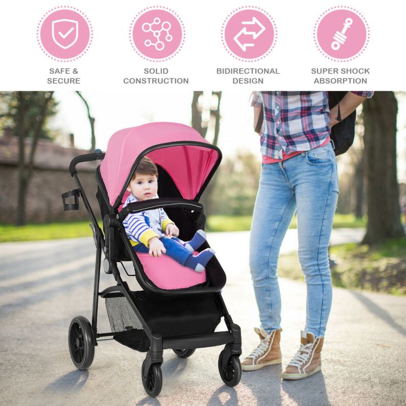 2-in-1 Baby Pushchair with Foldable Design for Newborn Infants