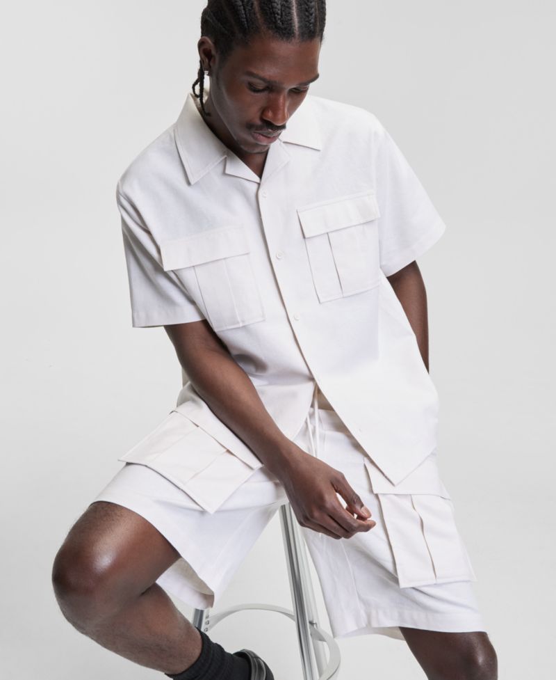 Men's Linen & Cotton Relaxed Utility Shirt