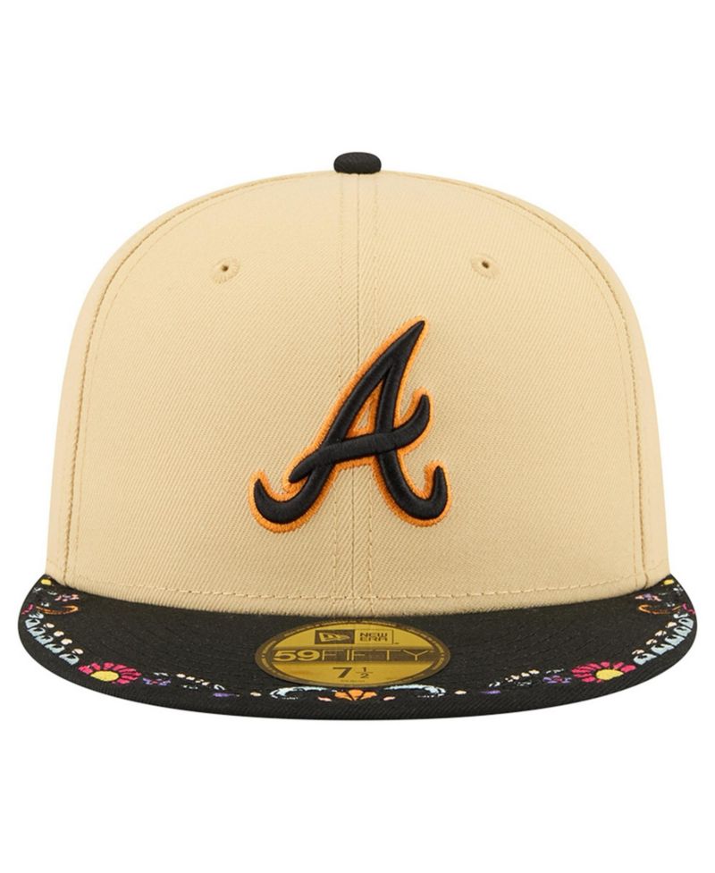 Men's Light Beige Atlanta Braves Two-Tone Embroidered Visor 59FIFTY Fitted Hat