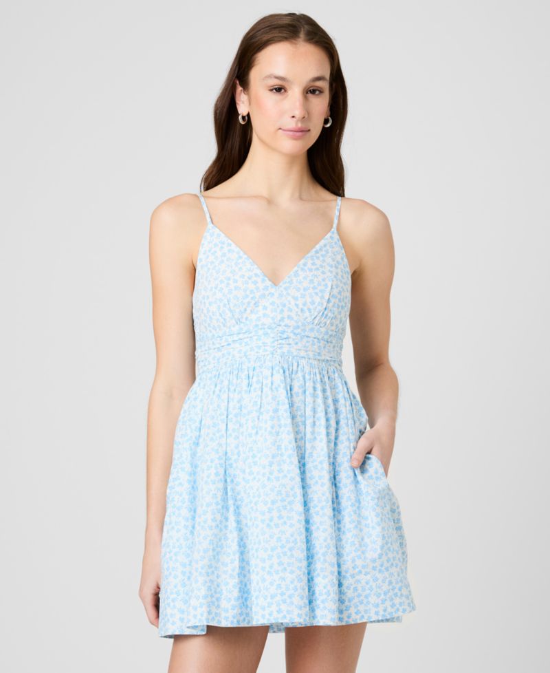 Women's V-Neck Floral Print Mini Dress