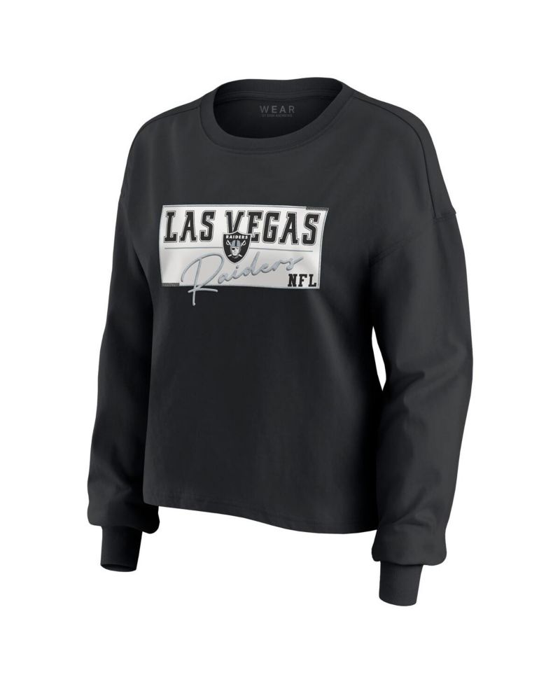 Women's 2-Piece Black Las Vegas Raiders Heavy Rugby Jersey Long Sleeve T-Shirt and Shorts Lounge Set