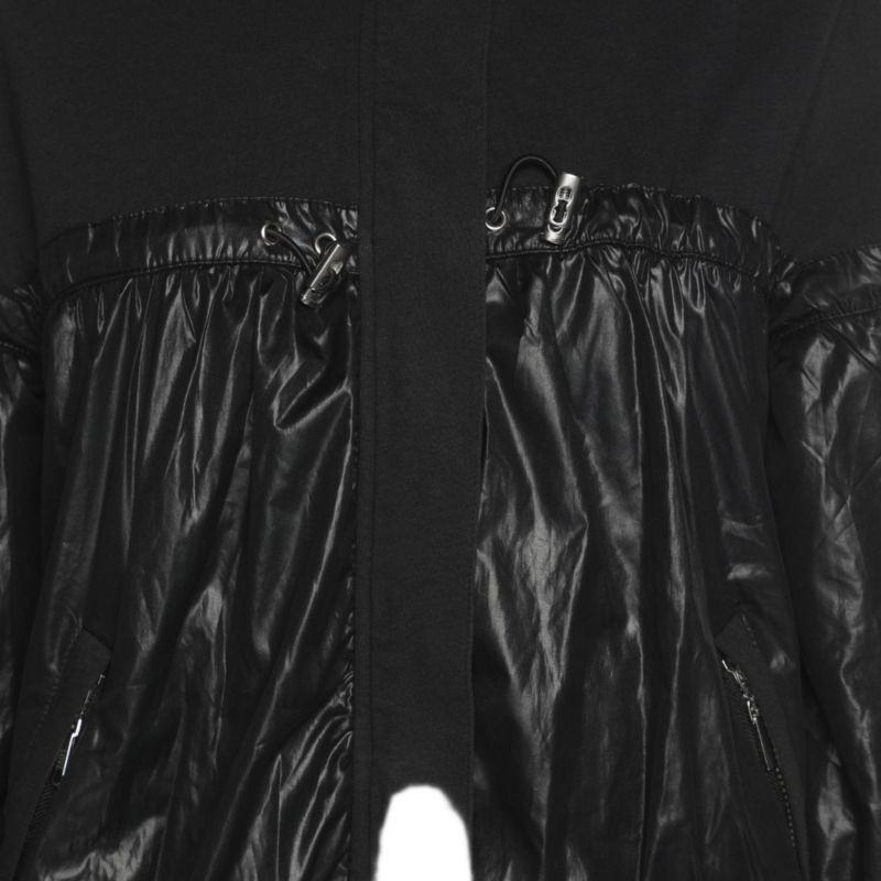 Women's Black Jersey Nylon Hoodie Jacket