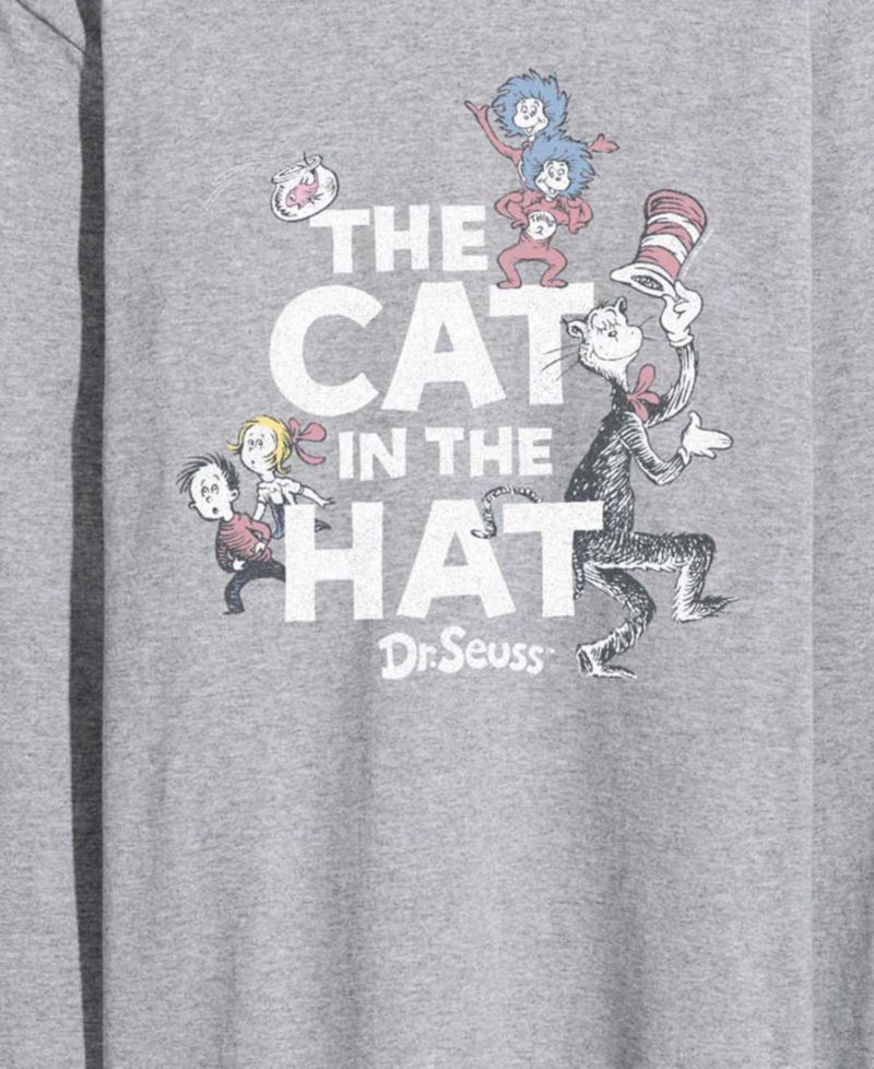 Men's Dr. Seuss Cat In Hat and Things Vintage Faded Long-Sleeve Graphic T-Shirt