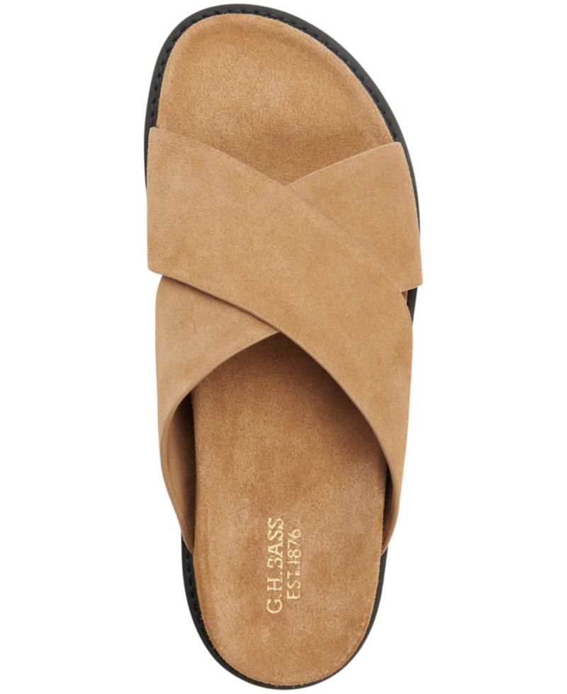 Men's Charleswood Cross Strap Suede Slide Sandals