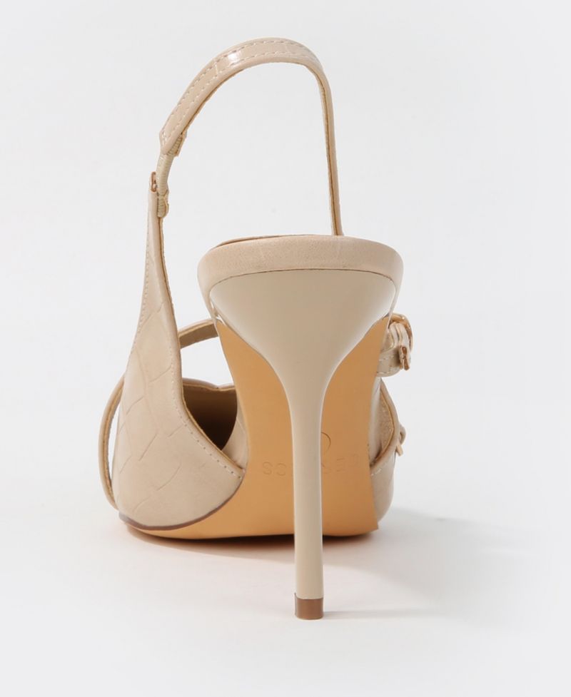 Carlee Croc Embossed Pointed Toe Slingback Stiletto Pumps