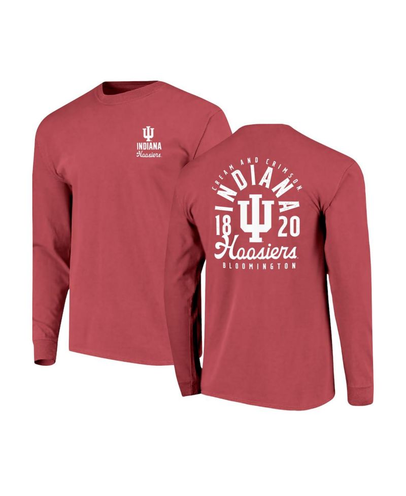 Men's Crimson Indiana Hoosiers Comfort Colors Mascot Overlay Long Sleeve T-Shirt