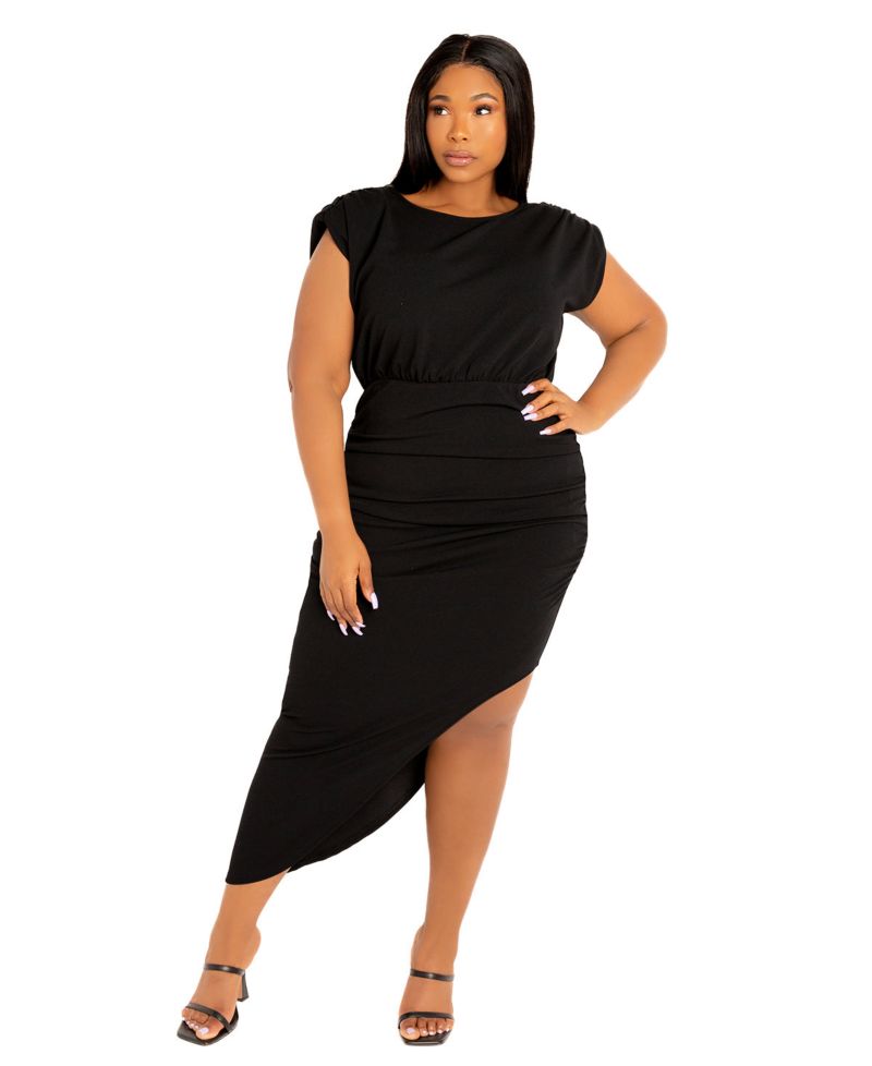 Plus Size Sleeveless Asymmetrical Ruched Dress
