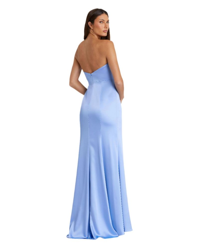 Women's Strapless Satin Column Gown With 3D Flower