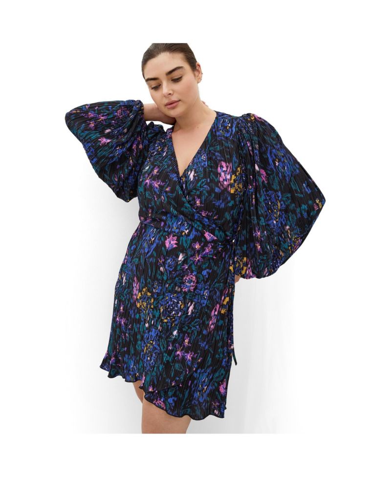 Women's Plus Size Kira Etched Print Wrap Mini Dress