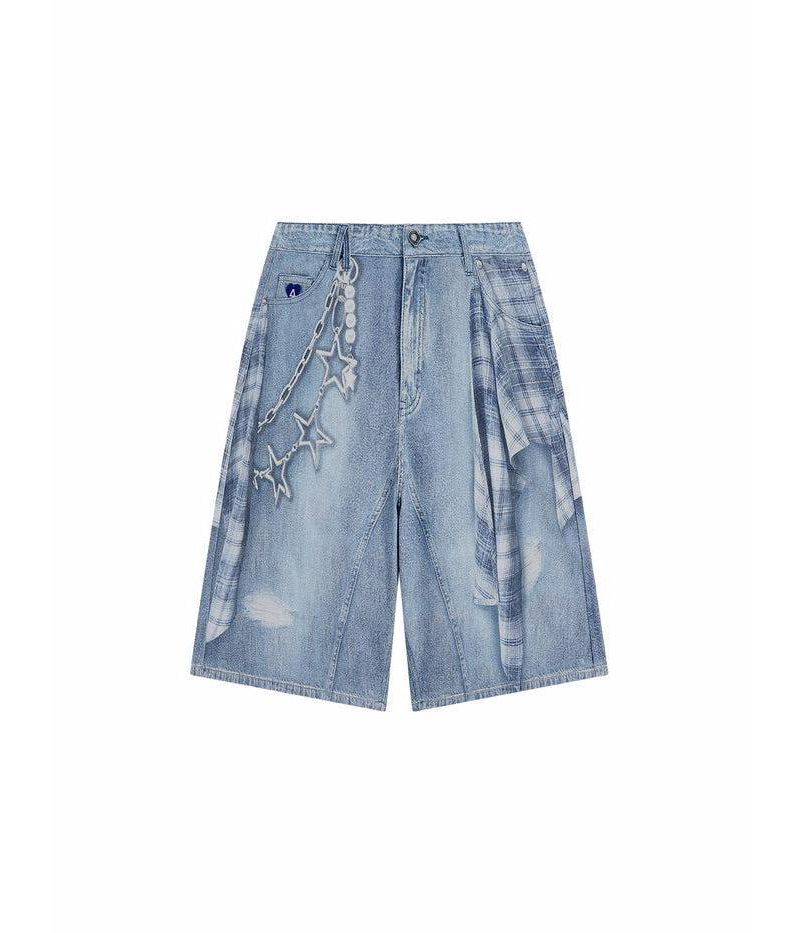 Women's Plaid Panel Chain Jorts