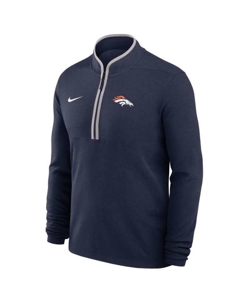 Men's Navy Denver Broncos Lightweight Victory Dri-FIT Half-Zip Pullover Hoodie
