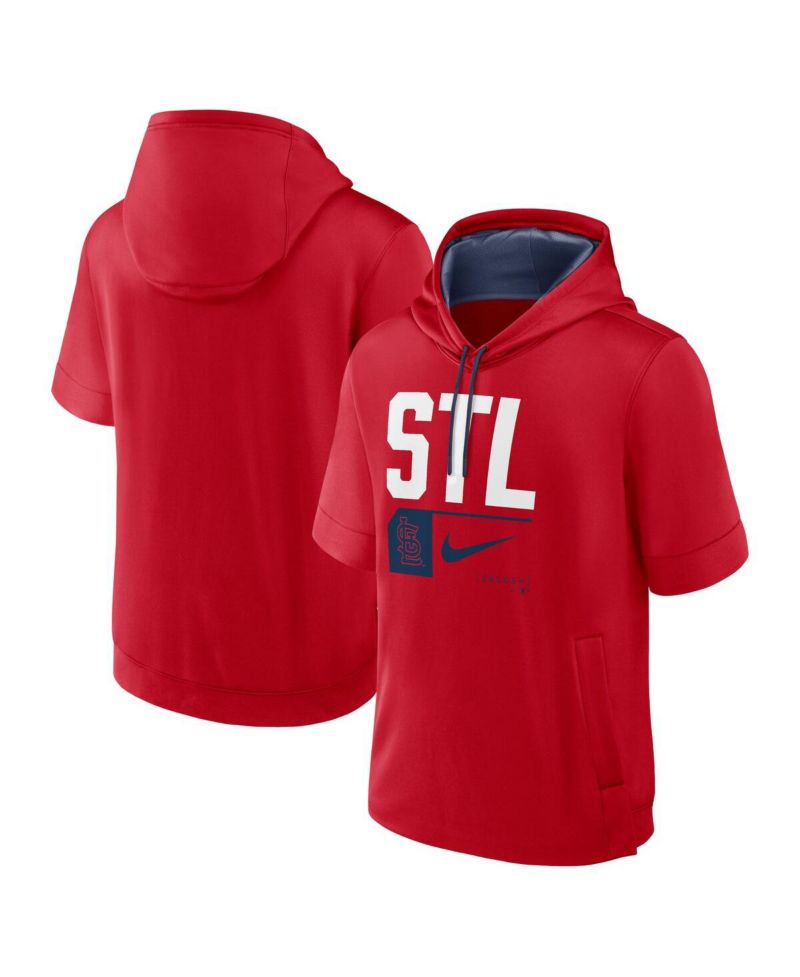 Men's Red St. Louis Cardinals Tri Code Lockup Short Sleeve Pullover Hoodie