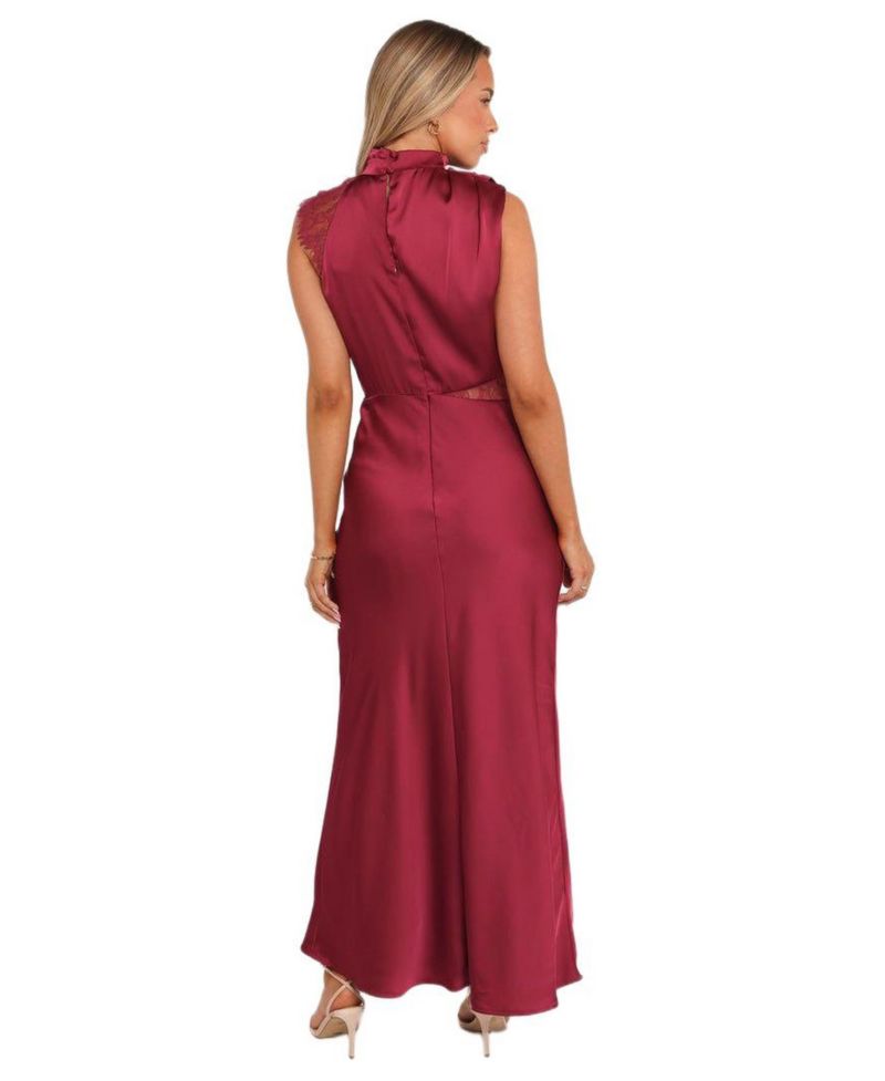 Women's Anabelle Halter Neck Lace Maxi Dress - Berry