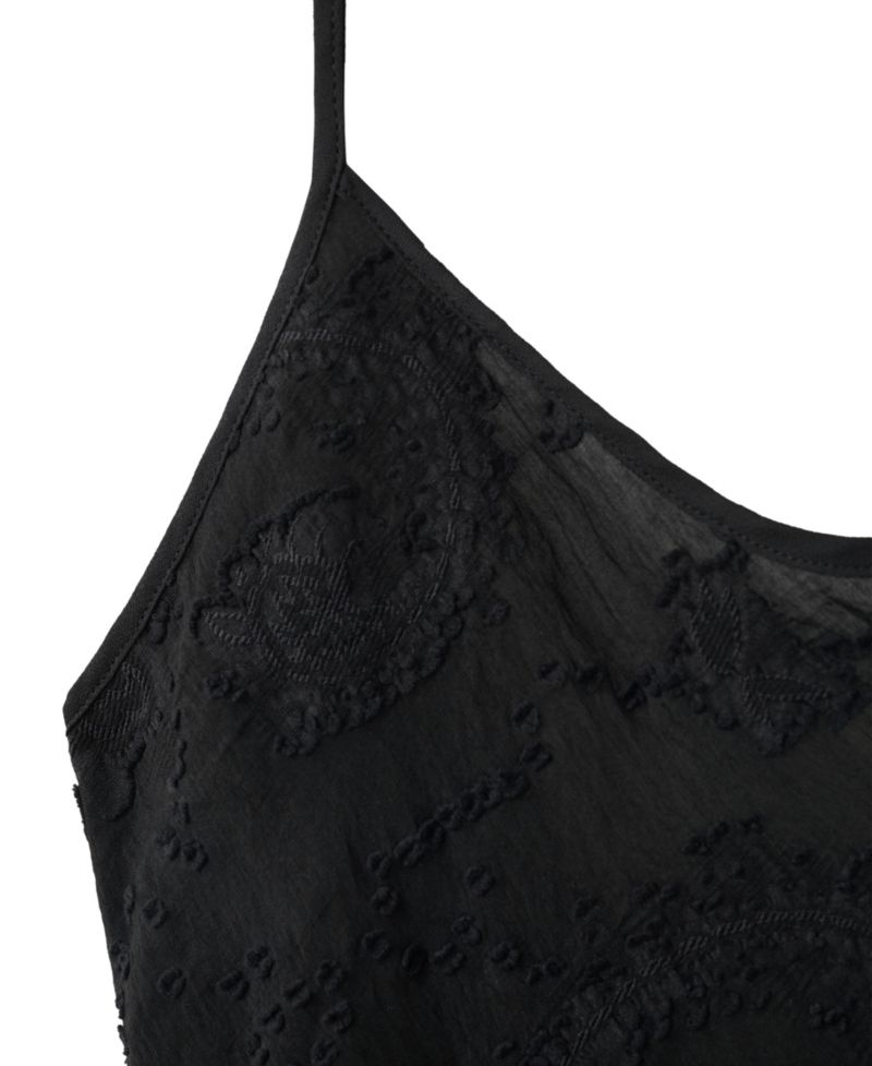 Women's Embroidered Midi Low-Back Chiffon Dress