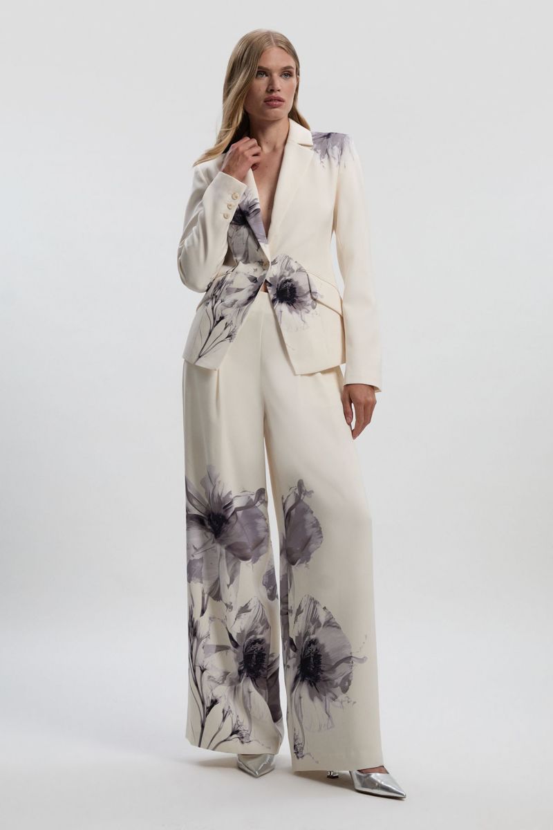 Women's Floral Crepe Single Breasted Blazer