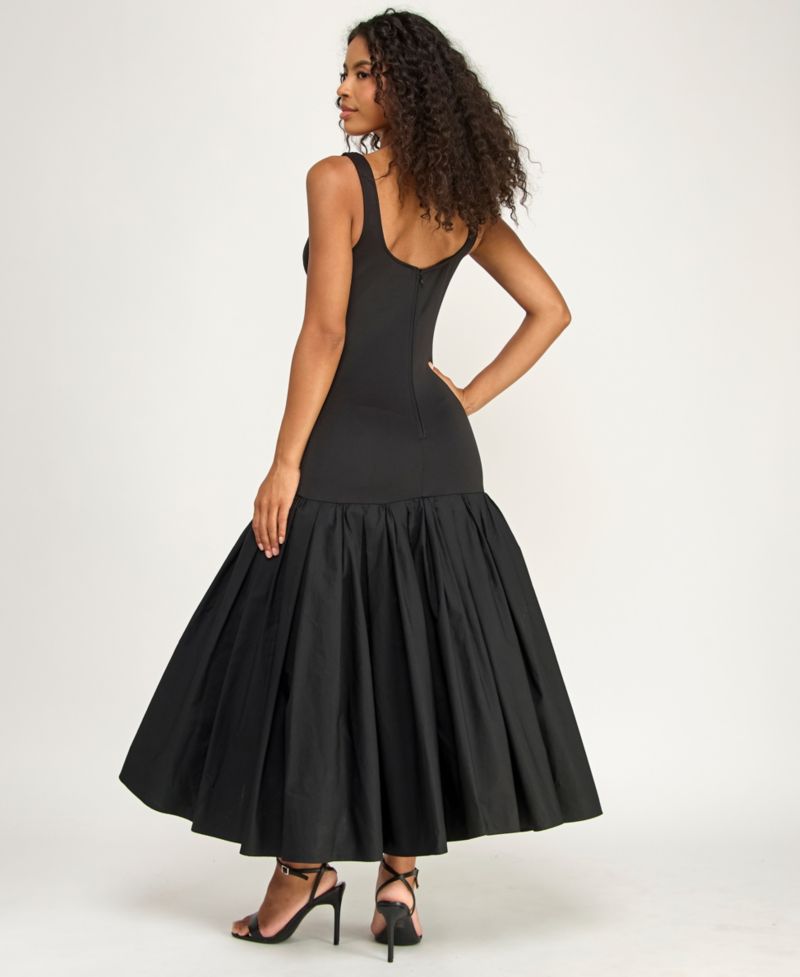 Juniors' Scoop Neck Shirred Midi Dress