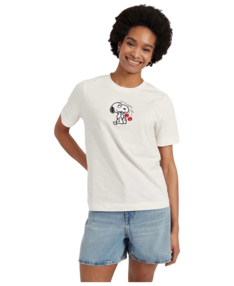 Women's Chinti and Parker Cotton Snoopy Cherry T-Shirt