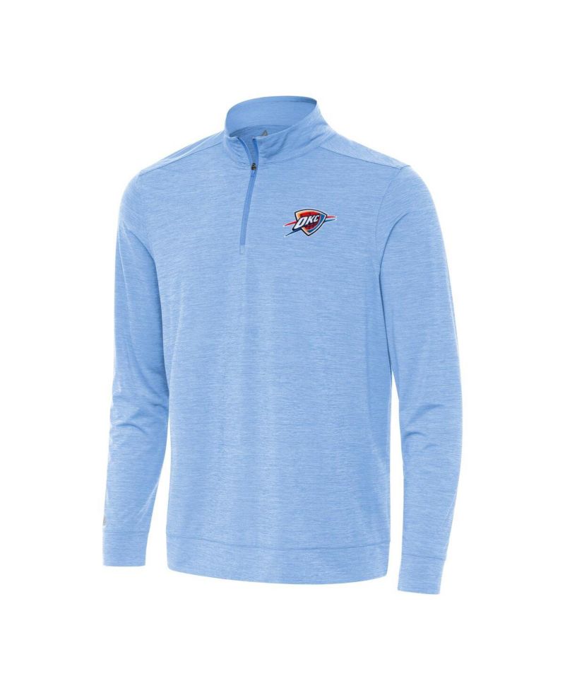 Men's Heather Powder Blue Oklahoma City Thunder Bright Quarter-Zip Sweatshirt