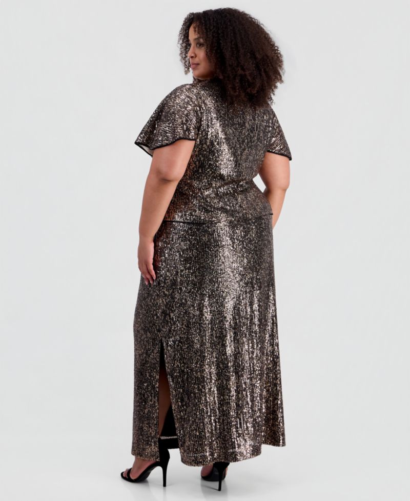 Plus Size Sequinned Maxi Skirt