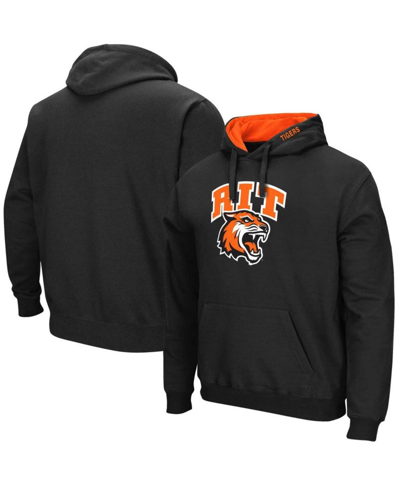 Men's Black Rochester Institute of Technology Tigers Arch & Logo Pullover Hoodie