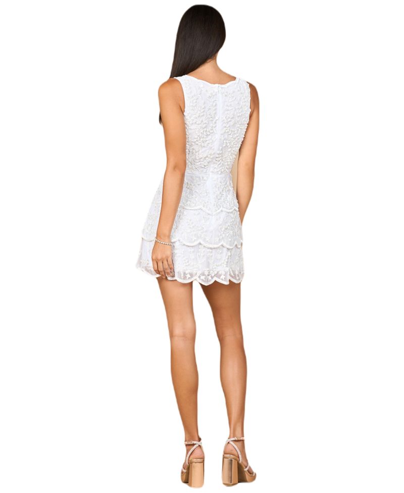 Long Sleeve Tiered Beaded Dress