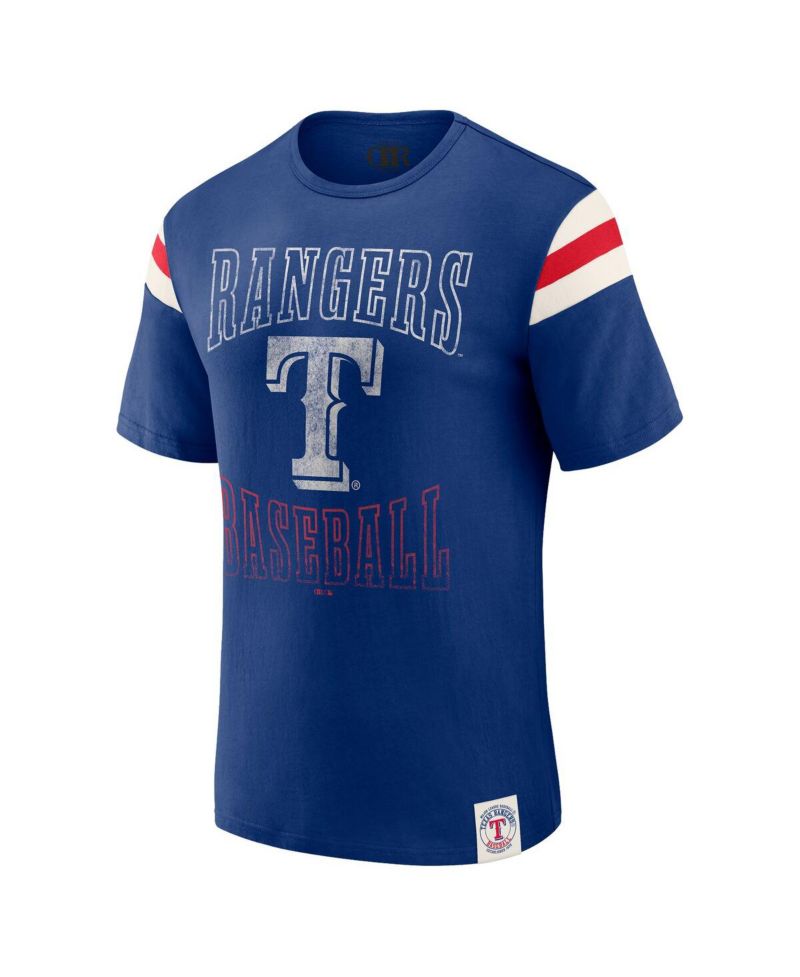 Men's Royal Texas Rangers Distressed Sleeve Stripe T-Shirt