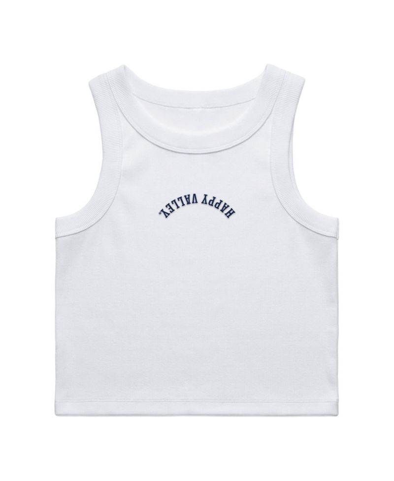Women's White Penn State Nittany Lions Upside Down Embroidery Ribbed Cropped Tank Top