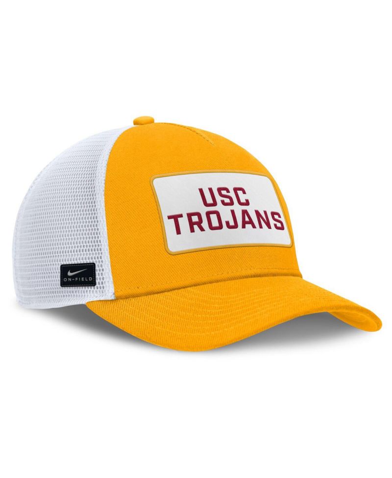 Men's Gold/White USC Trojans 2025 On-Field Rise Patch Trucker Adjustable Hat