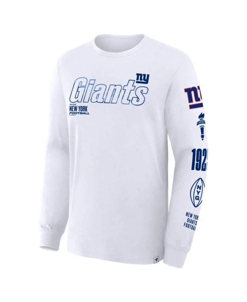 Men's White New York Giants Checkdown Pass Long Sleeve T-Shirt