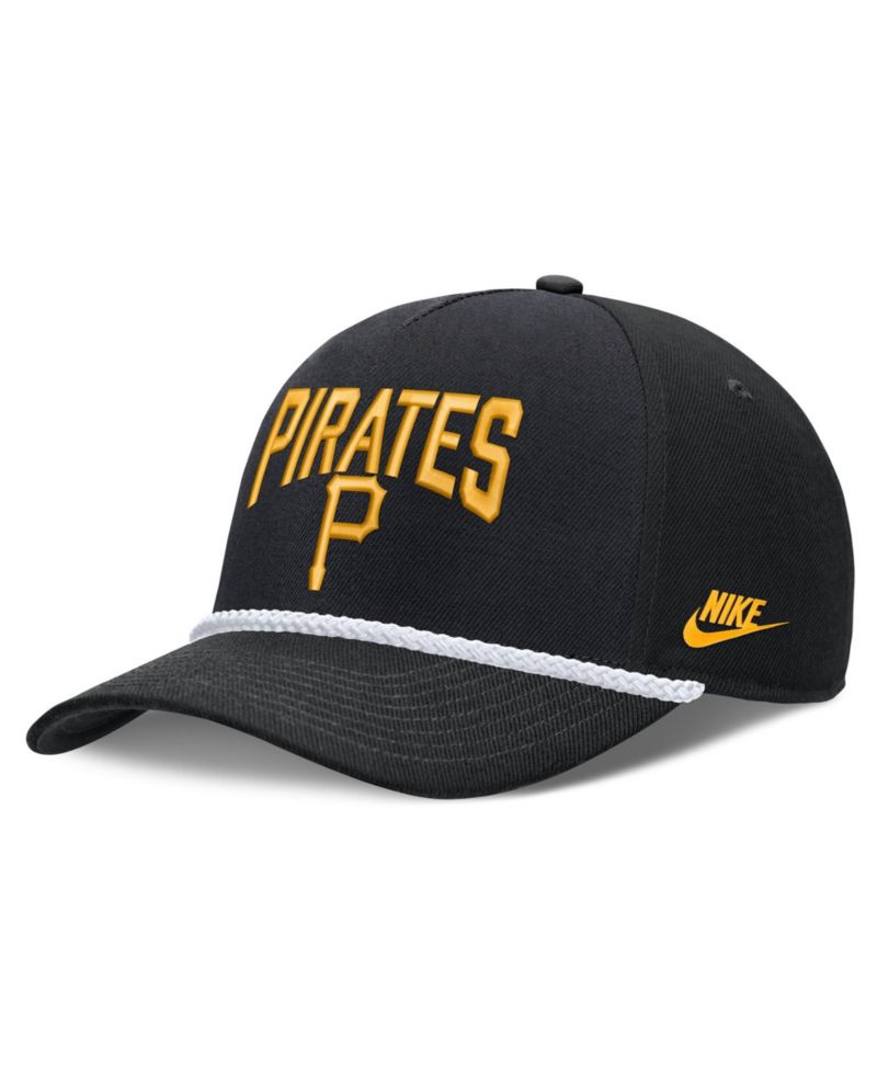 Men's Black Pittsburgh Pirates Cooperstown Rise Adjustable Hat