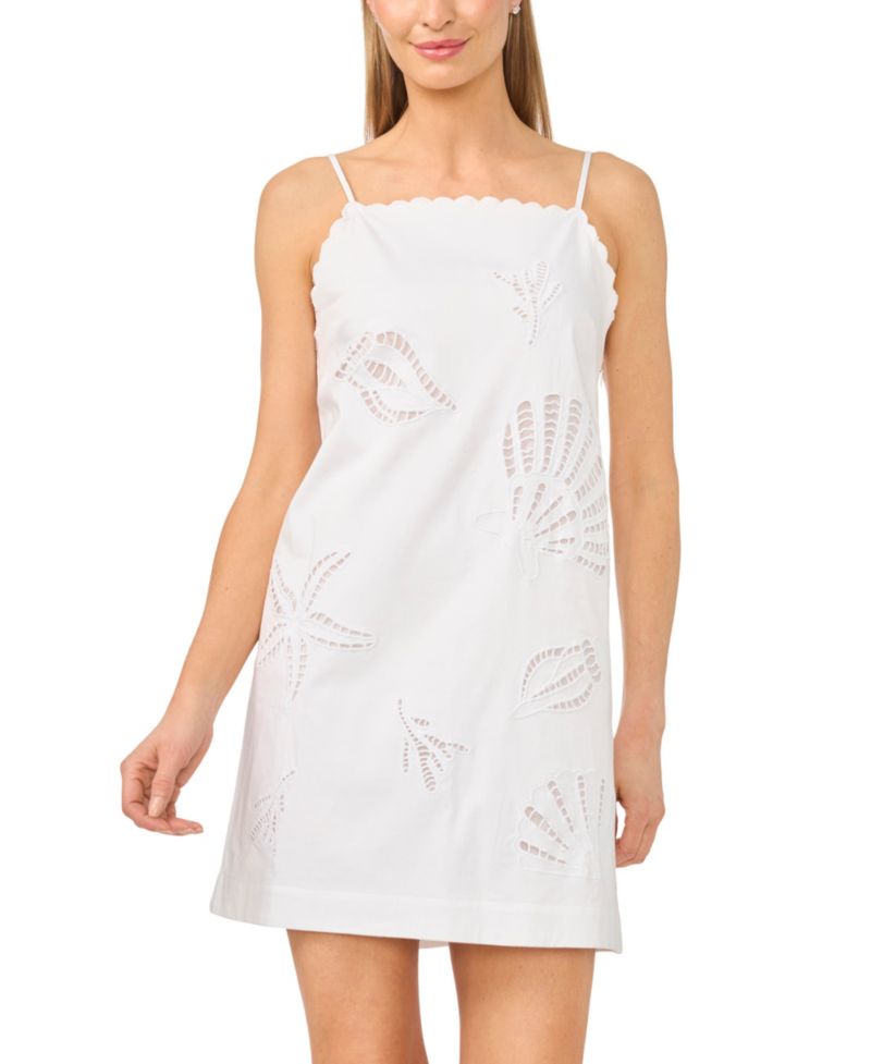 Women's Scalloped Neck & Hem A-Line Mini Dress