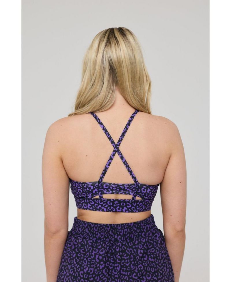 Women's Medium Support Infinite Sports Bra - Purple Leopard