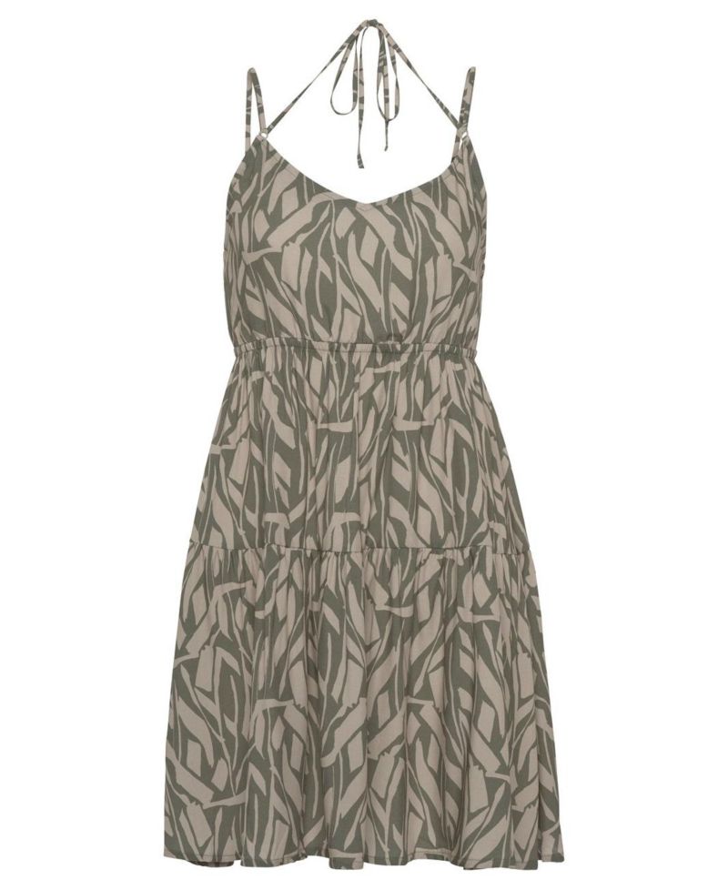 Women's Viscose Printed Fit-and-Flare V-Neck Empire-Waist Short Dress