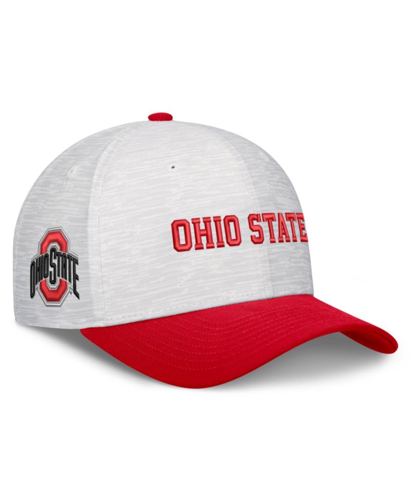 Men's and Women's White/Scarlet Ohio State Buckeyes Primetime Rise Adjustable Hat
