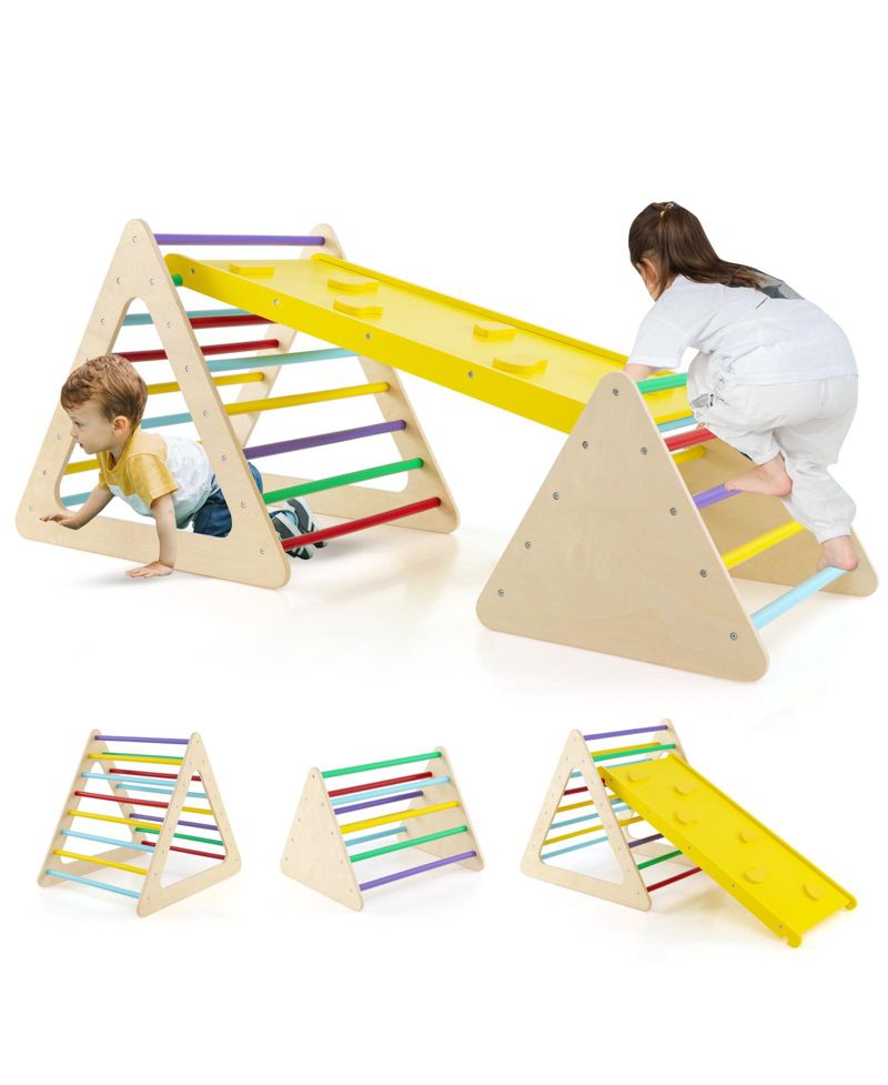 3 Piece Toddler Climbing Set with 2 Climbing Triangles and 1 Ramp