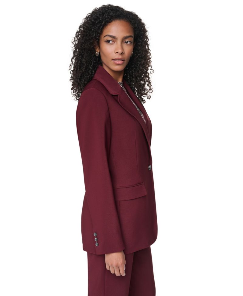 Women's Shoulder-Padded One-Button Notch-Collar Blazer