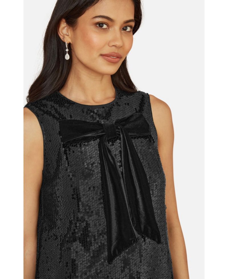 Women's Sequin Bow Tunic Shift Dress