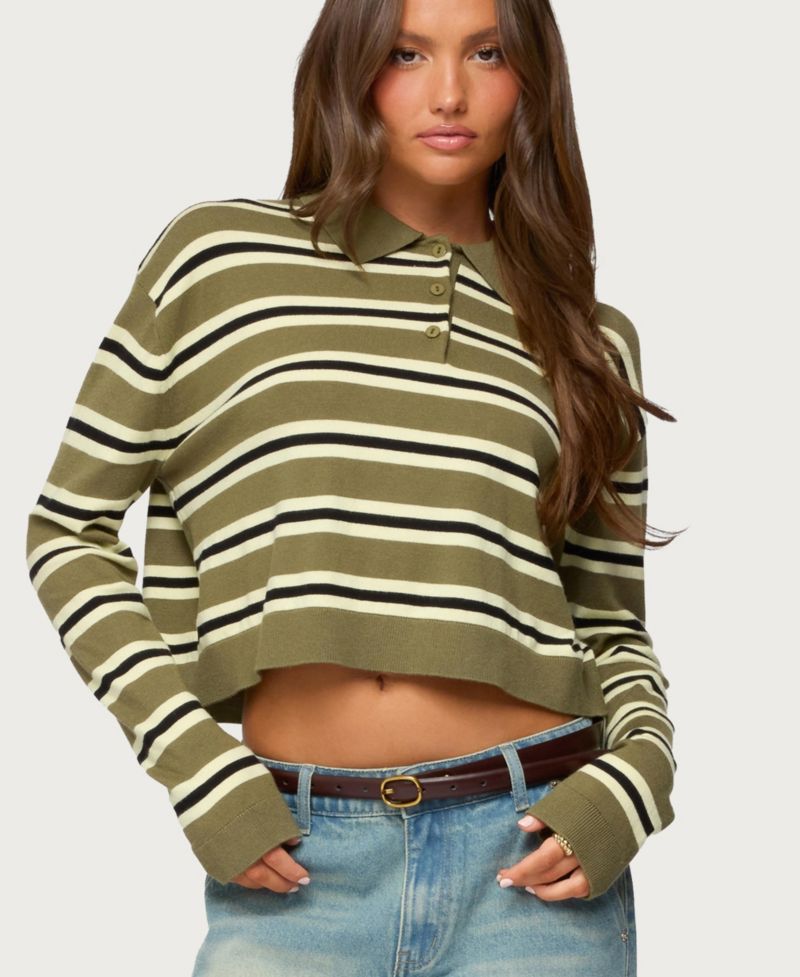 Women's Shelby Striped Polo Sweater