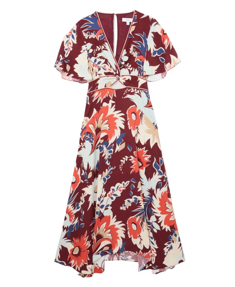 Women's Asha Floral-Print Cut-Out Midi Dress
