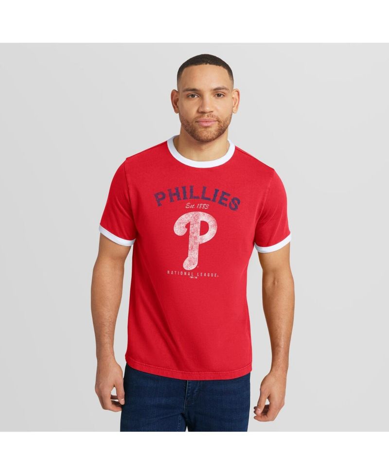 Darius Rucker Collection by Men's Red Philadelphia Phillies Washed Ringer T-Shirt