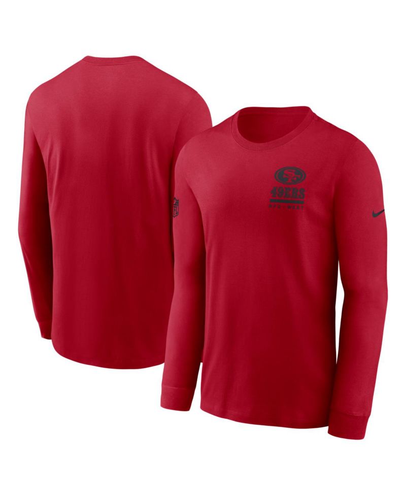 Men's Scarlet San Francisco 49ers Sideline Performance Long Sleeve T-Shirt