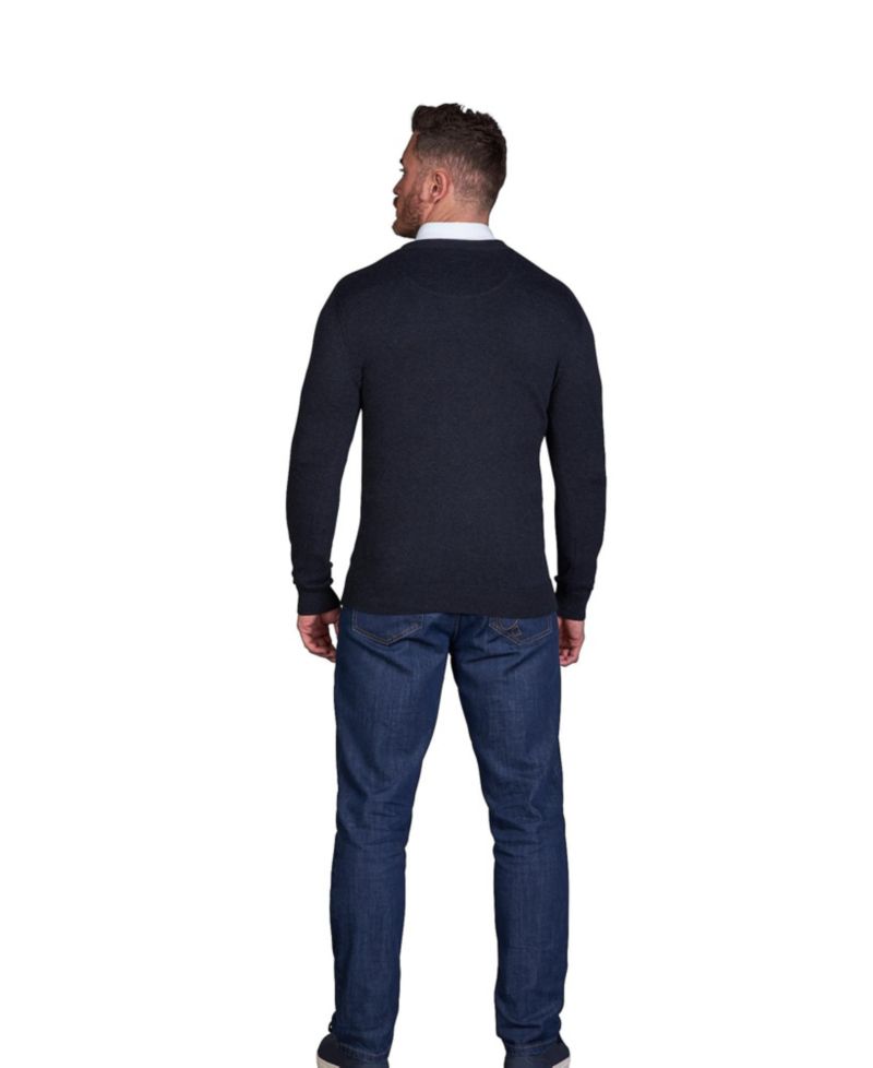 Men's Classic Long-Sleeve V-Neck Cotton-Cashmere Blend Sweater