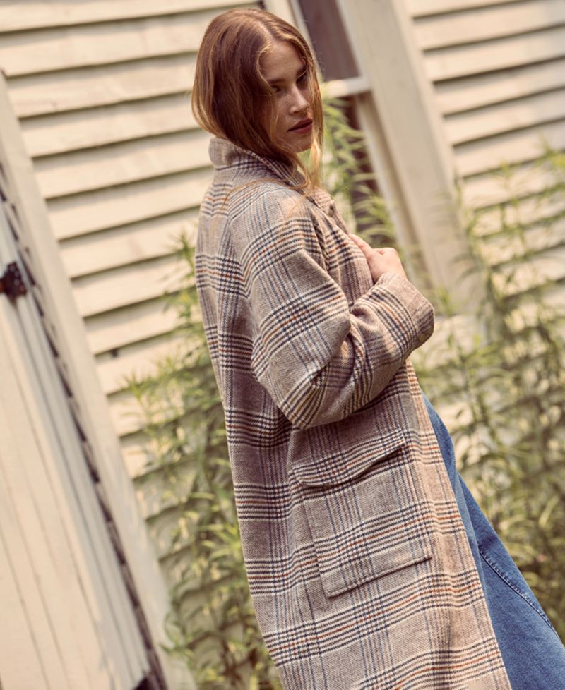 Women's Sutton Tailored Plaid Long Coat