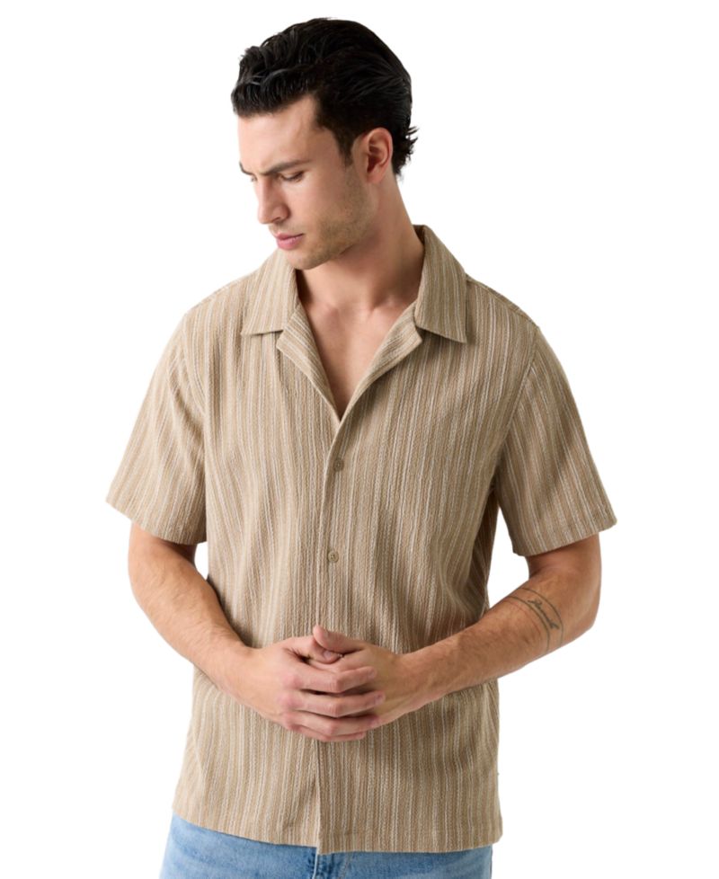 Men's Resort Blend Textured Woven Short-Sleeve Shirt