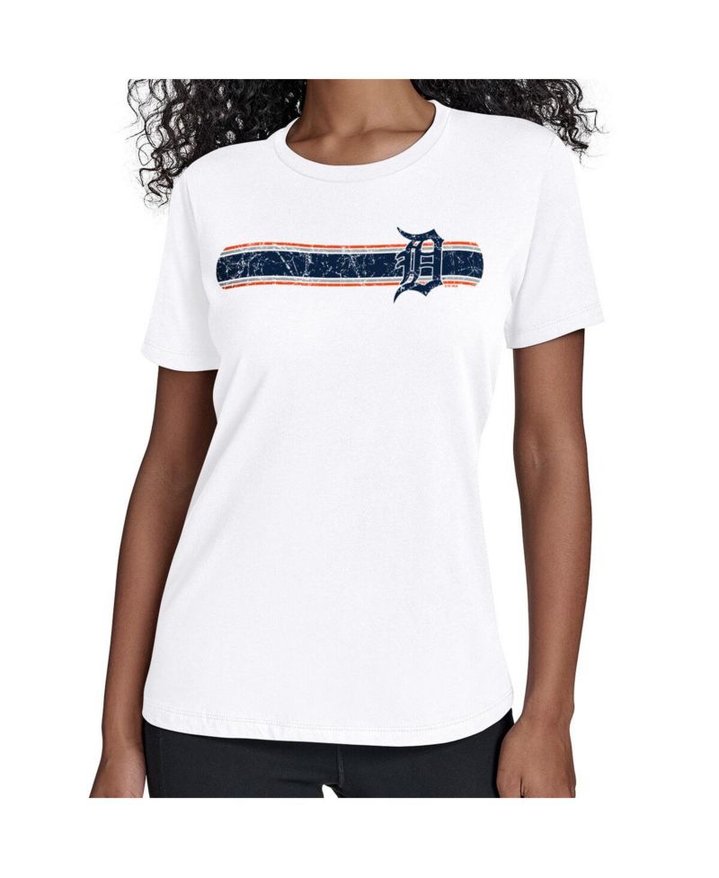 Women's White Detroit Tigers Team Stripe T-Shirt