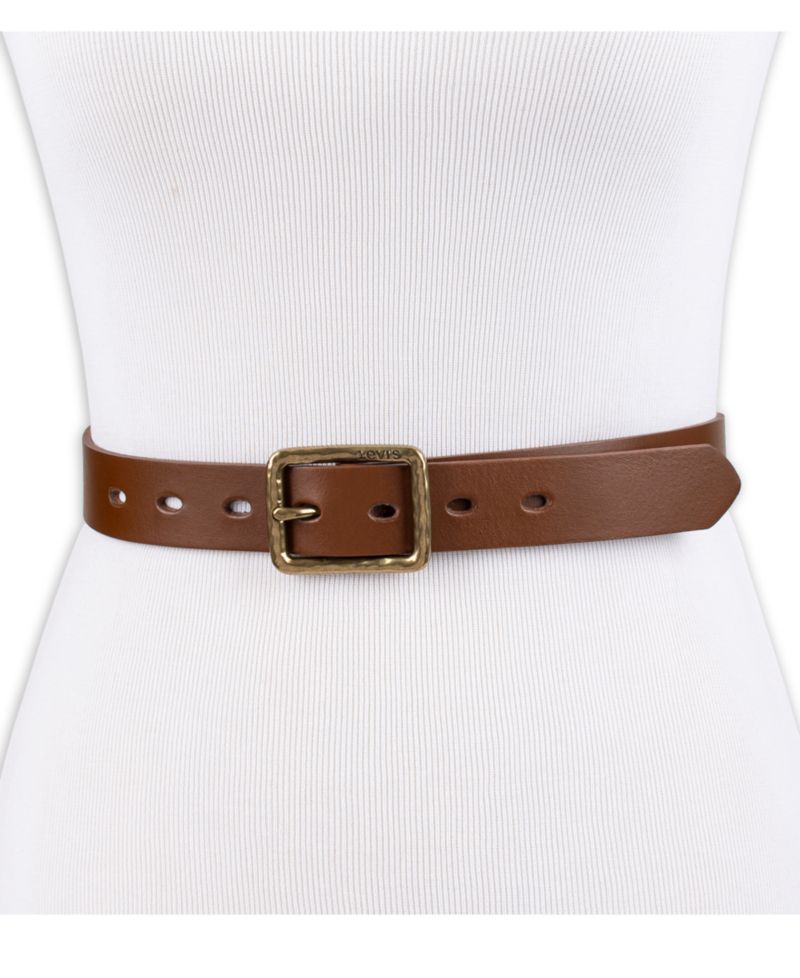 Women's Hammered Center Bar Buckle Casual Leather Belt